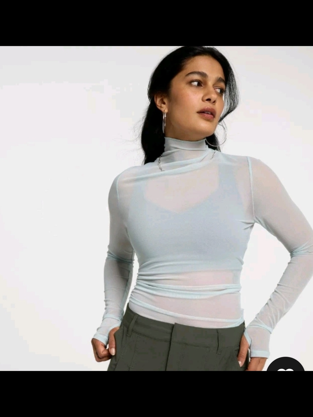 Calia Women's Draped Funnel Long Sleeve in Blue NWT